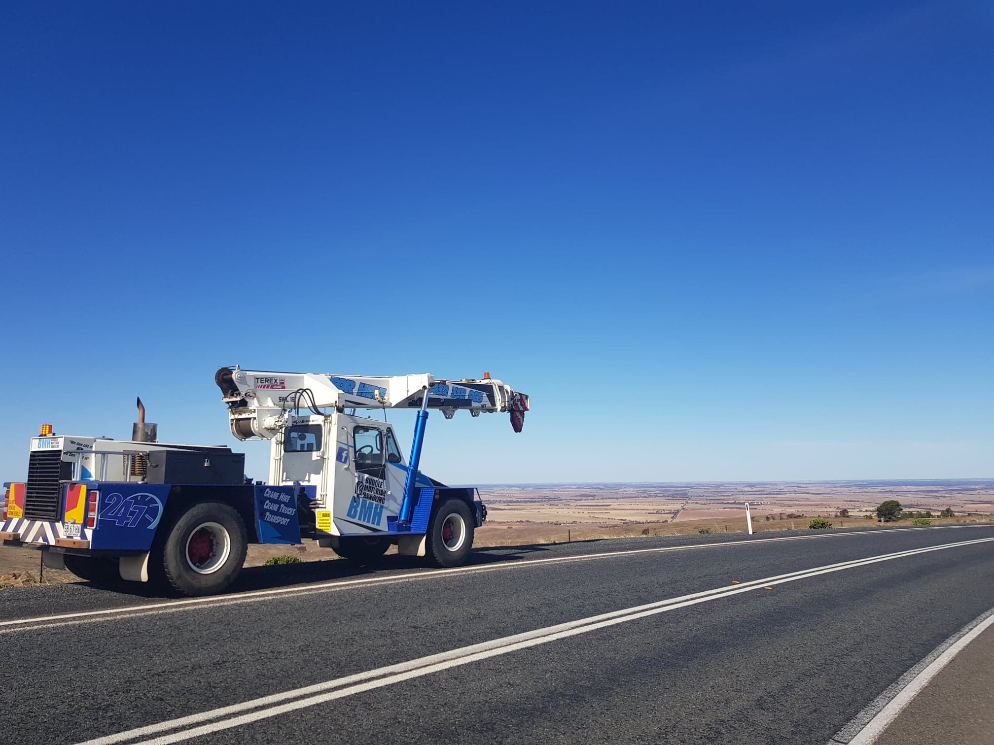 Franna crane hire, soaking up the scenery at Black Hill